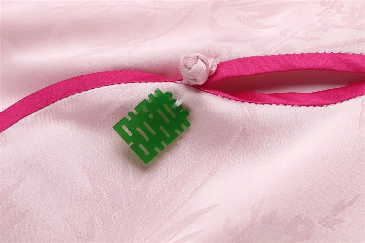 New Chinese style pajamas with breast pads, simulated silk, ice silk home wear, satin jacquard pajamas set