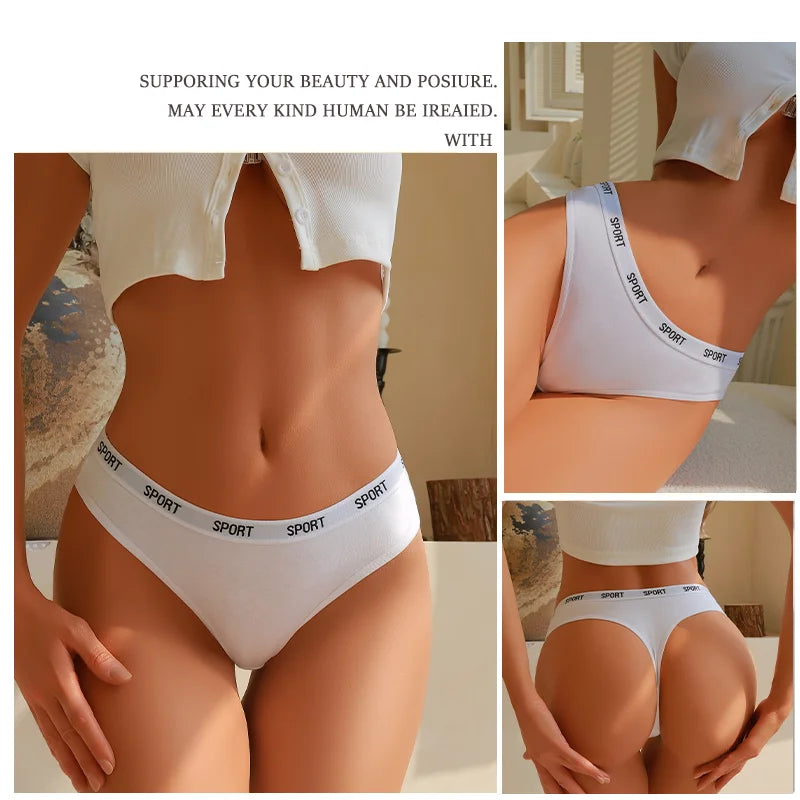5Pcs/Set Women Thongs Cotton Panties Plus Zise Underwear Sexy G-String Low Waist Briefs Underpants Comfortable Lingerie S-XL
