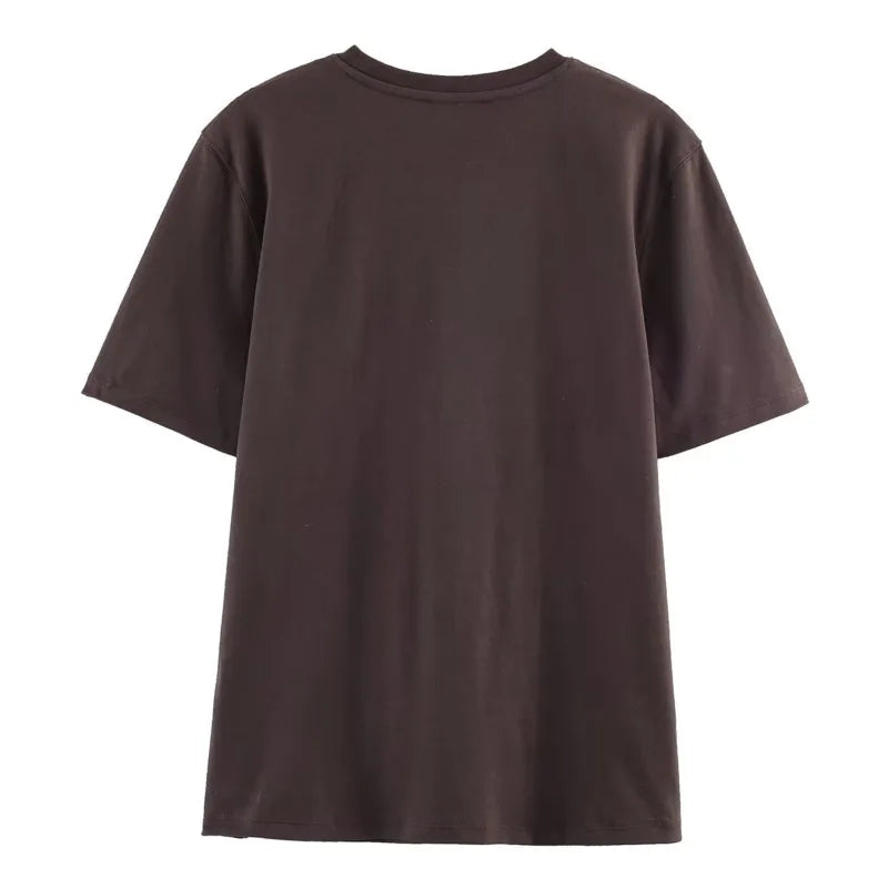 Women's Short Sleeve Round Neck Slim Fit Bow T-Shirt Floral For Women Soft Ruffled Floral Embroidery For Casual Outings Q702
