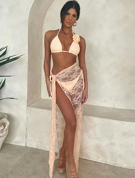 Sexy Shell Bikini Set With Skirt Women Two-Pieces Swimsuit 2024 New High Fork Skirt Set Biquini Swimwear For Girl Clothing