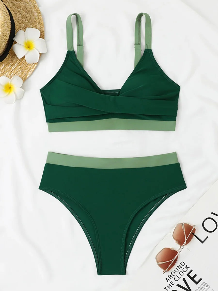 2026 Strappy Bikini High Waist Swimsuit Women Sexy Solid Swimwear Female Bathers Swimming Bathing Swimming Swim Suit Beachwear