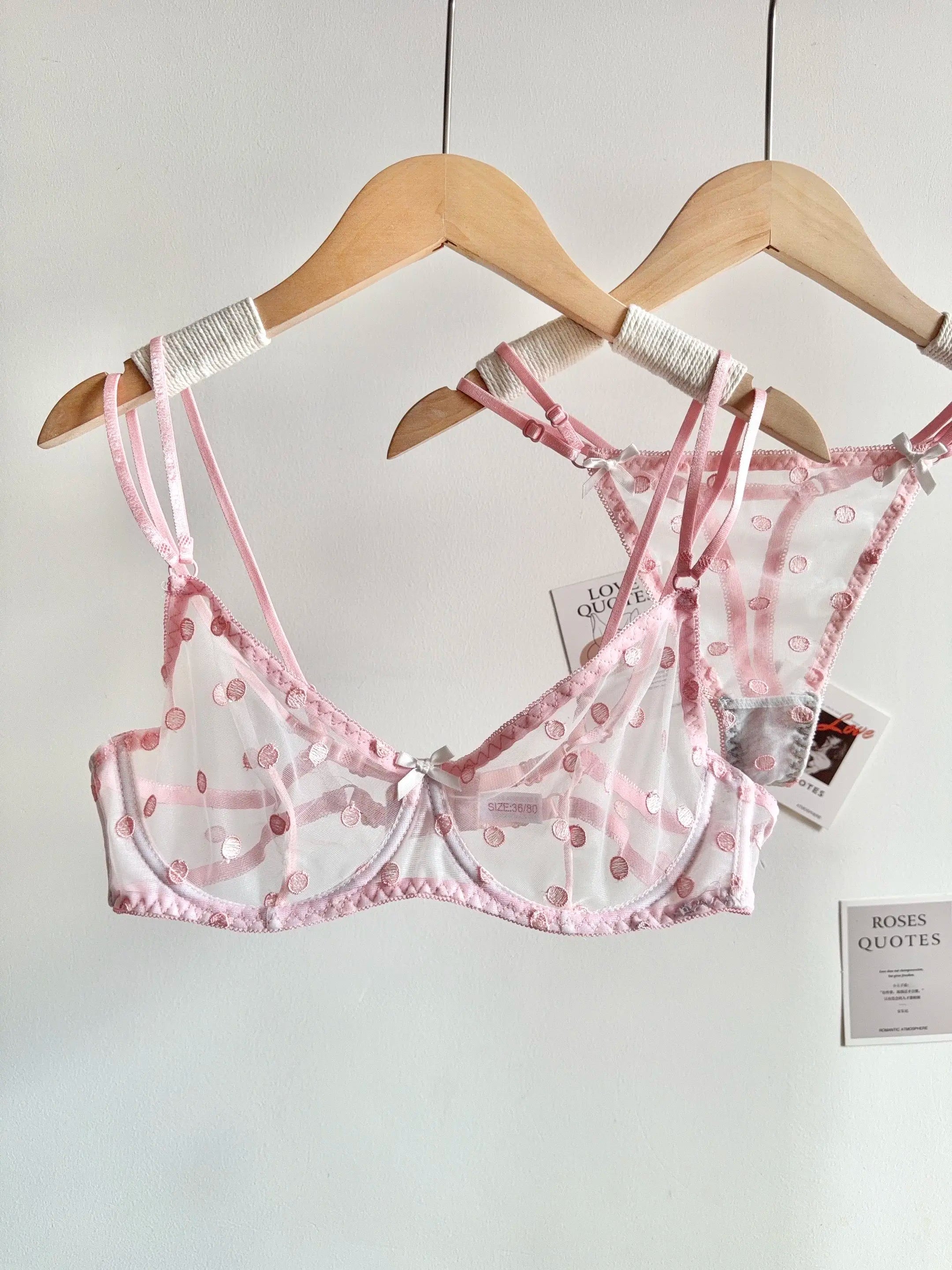 Affordable French Lace Lingerie Set | Sexy Mesh Push Up Bra for Big Bust, Ultra Thin Slimming Anti Sag Women's Bra Set MOYISU AB