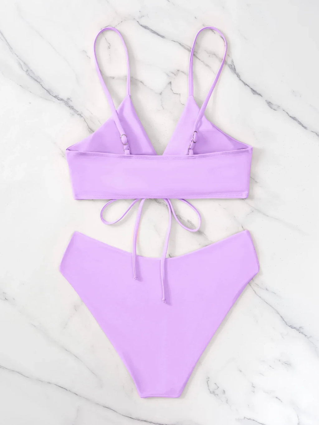 New Women's Swimsuit High Waist Two Piece Bikini Set Hollow Out V-neck Bandage Cross Backless Beach Swimwear Summer Bathing Suit