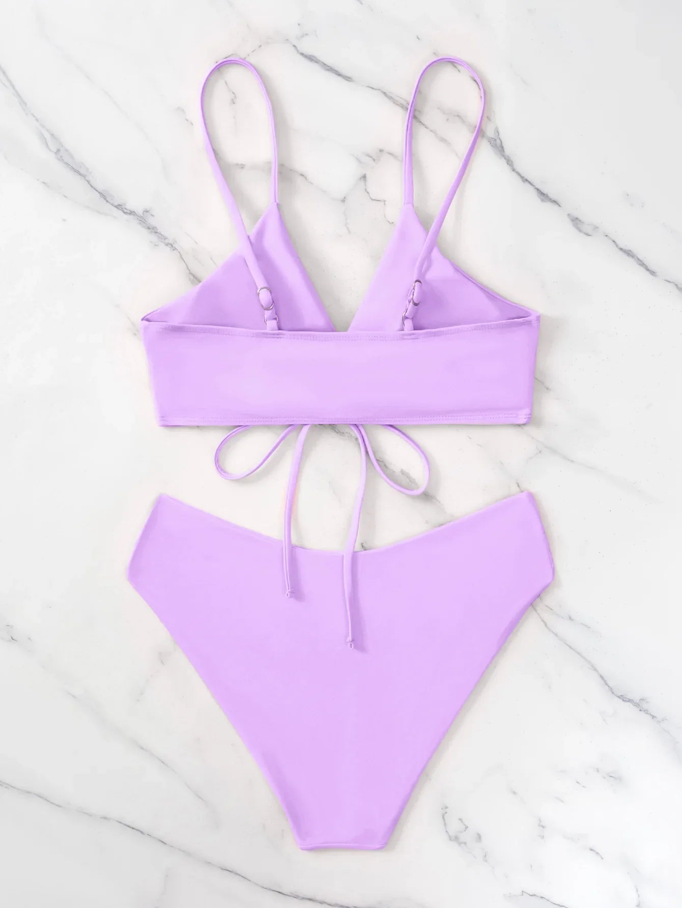 New Women's Swimsuit High Waist Two Piece Bikini Set Hollow Out V-neck Bandage Cross Backless Beach Swimwear Summer Bathing Suit