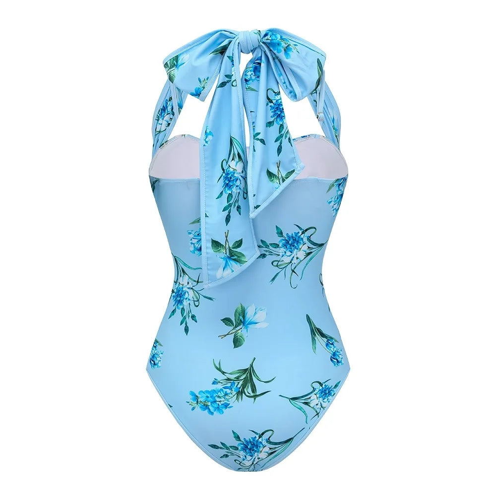 Bandeau 2 Pieces Bikini Sexy Women Swimsuit Swimwear Female Dress Cover Up Printed Biquini Beachwear Bathingsuit Swimming Suits
