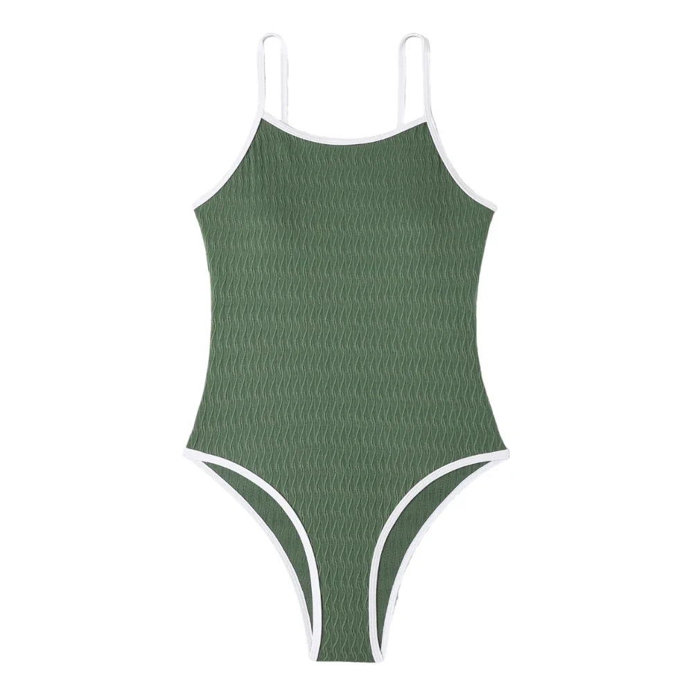 2026 One Piece Swimsuit Solid High Cut Swimwear Women Bathing Suit Female Swimming Summer Beachwear Bodysuit