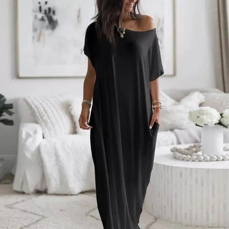 Slash Neck Nightgown Short-Sleeve Shirt Dress Soft Touch Breathable Fabric Fit Women's Cozy Sleepwear Nightwear Summer Fashion