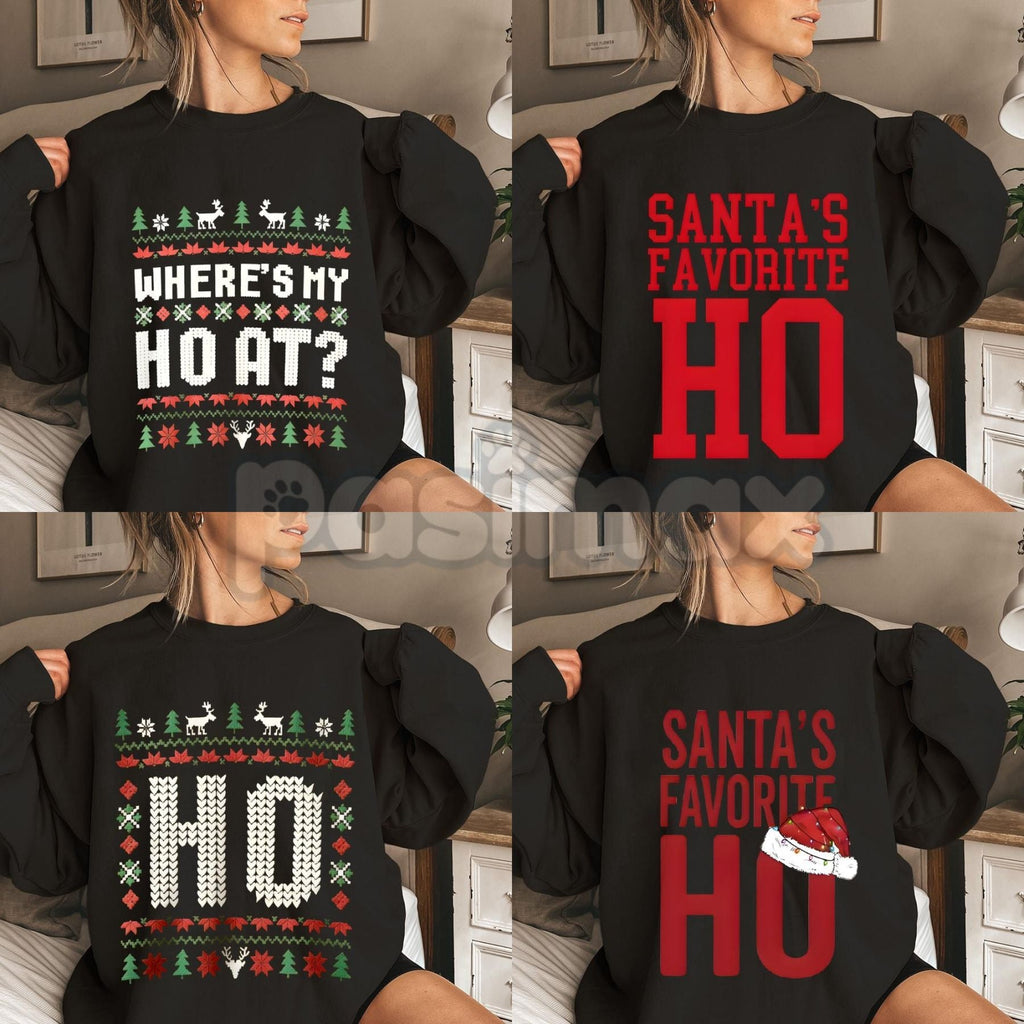 Santa's Favorite Ho Funny Christmas Sweatshirt | Explicit Adult Holiday Jumper | Sarcastic Naughty Xmas Crewneck | Mature Gift