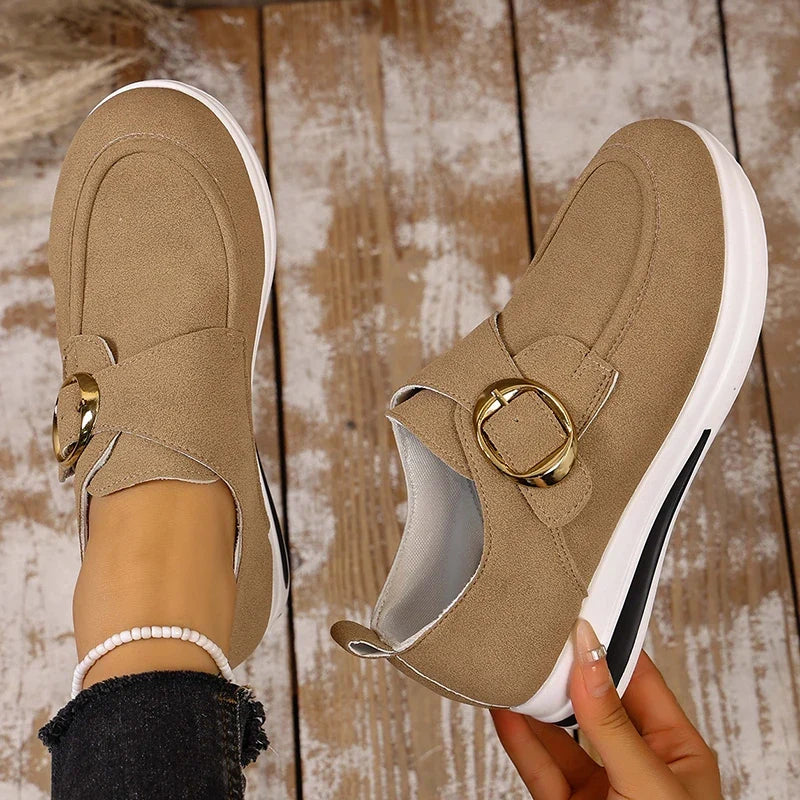2025 Faux Suede Platform Loafers Women Lightweight Slip On Thick Sole Sneakers Woman Plus Size 43 Comfort Non Slip Casual Shoes