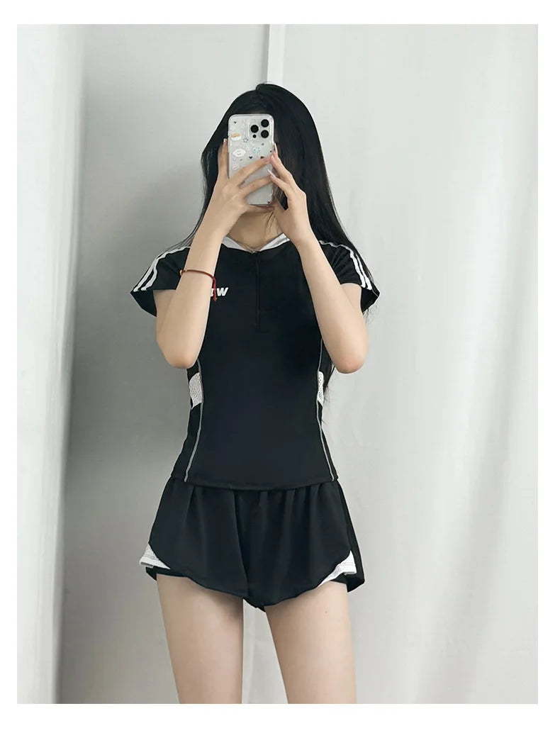 Ladies' Plus Size Swimsuit, Hot Spring Soaking Swimsuit, New Split Slimming and Abdominal Protection Sports Flat Angle Swimsuit