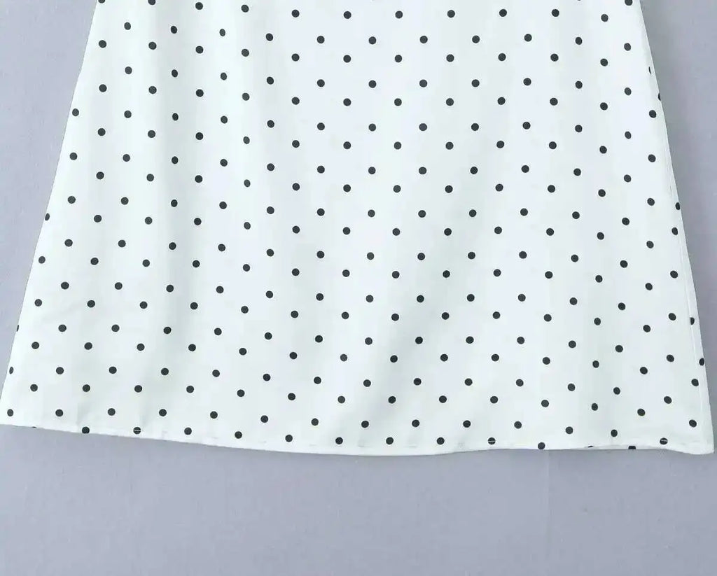2026 Women Vintage Black White Polka Dot A-line Knee Length Skirt Sexy Low Waist Holiday Summer Skirts Slim Mini Skirts J7L2