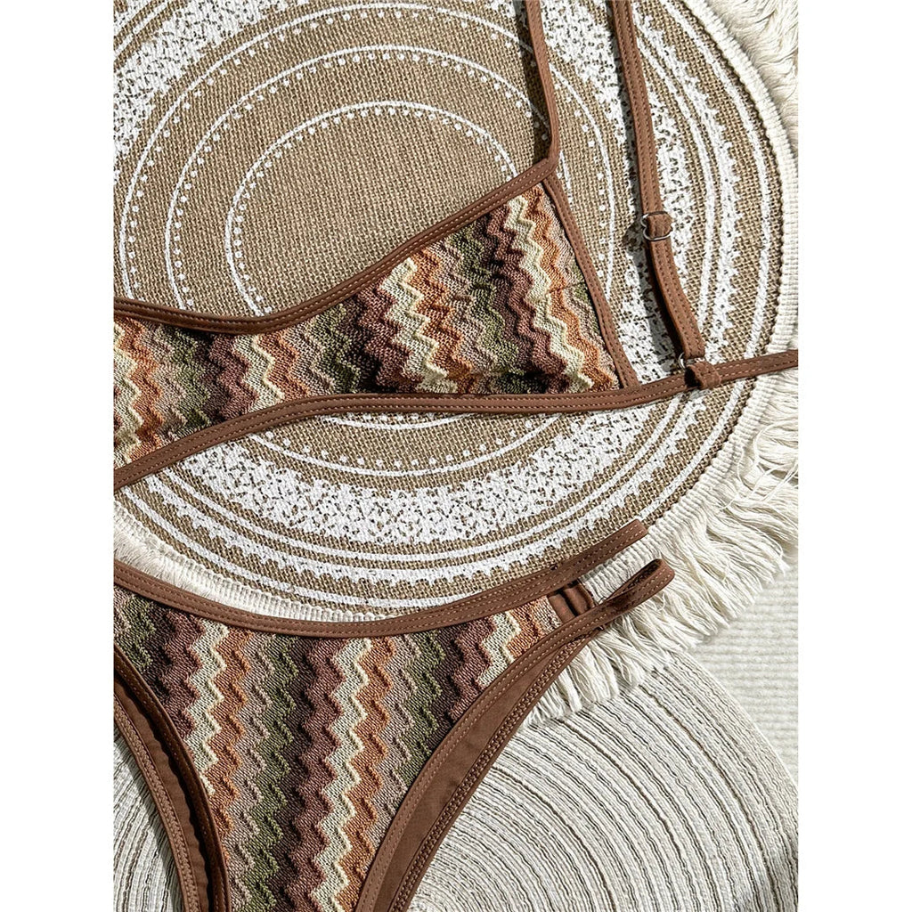2026 Striped High Leg Cut Brazilian Bikini Female Swimsuit Women Swimwear Two-pieces Bikini set Bather Bathing Suit Swim V8216