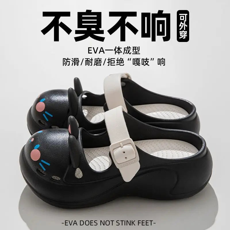 2025 New Cute Cartoon Slippers For Women Fashion Clogs Anti-slip Summer Shoes Girls Street Sandals 2 Way Wear Beach Slides