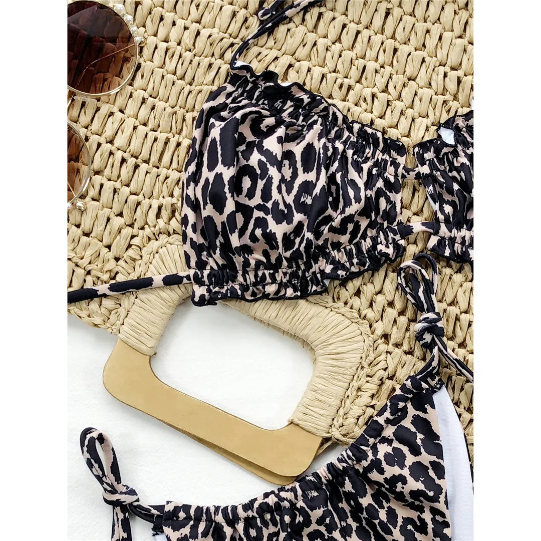 Sexy Ruffled Frilled Pleated Ruched Bikini Women Swimwear Female Swimsuit Two-pieces Bikini Set Bather Bathing Suit Swim V3239