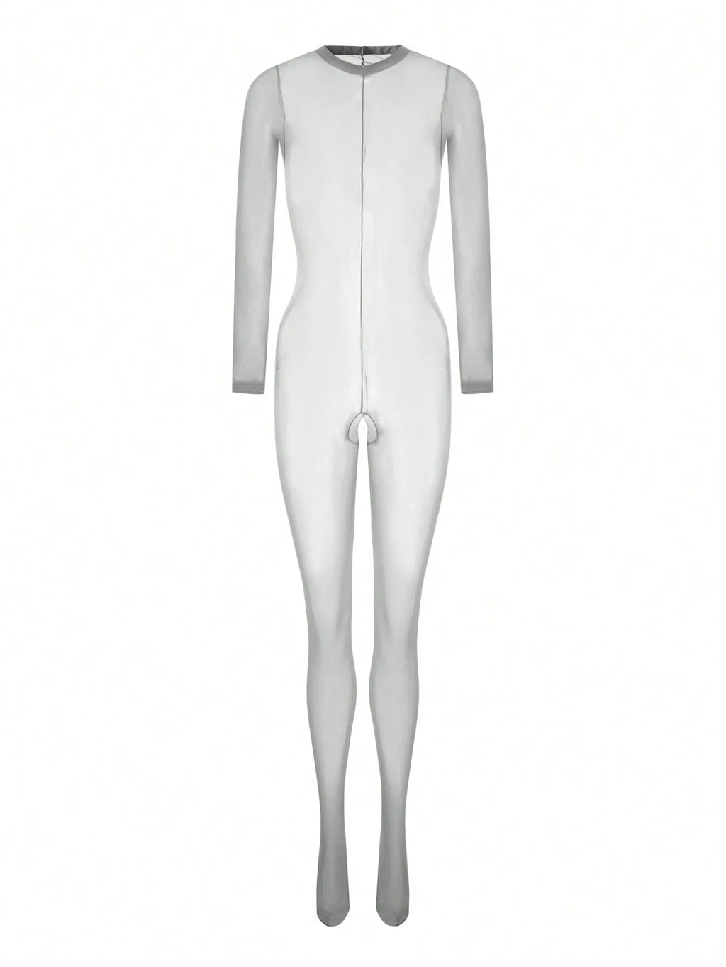 1pc Solid Color Sexy Women's Lingerie, High Stretch Sheer Thin Bodystocking, -Apart Charming Jumpsuit