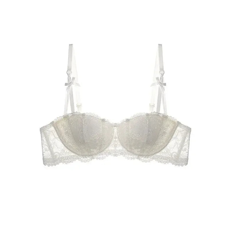 Women's Bras Sexy Lace Half Cup Push Up French Style Lingerie Solid Soft Deep V Top Breathable Comfortable Closure Thin Bralette