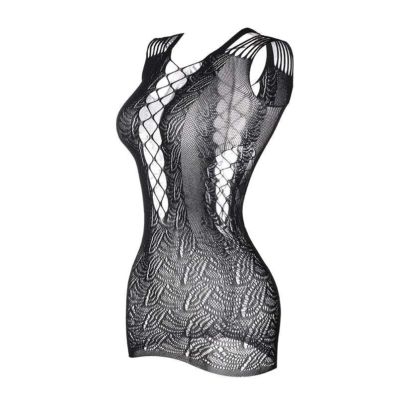 Sexy Women Fishnet Hollow Out Cover Up Dress See Through Bodycon Beach Swimwear Summer Style