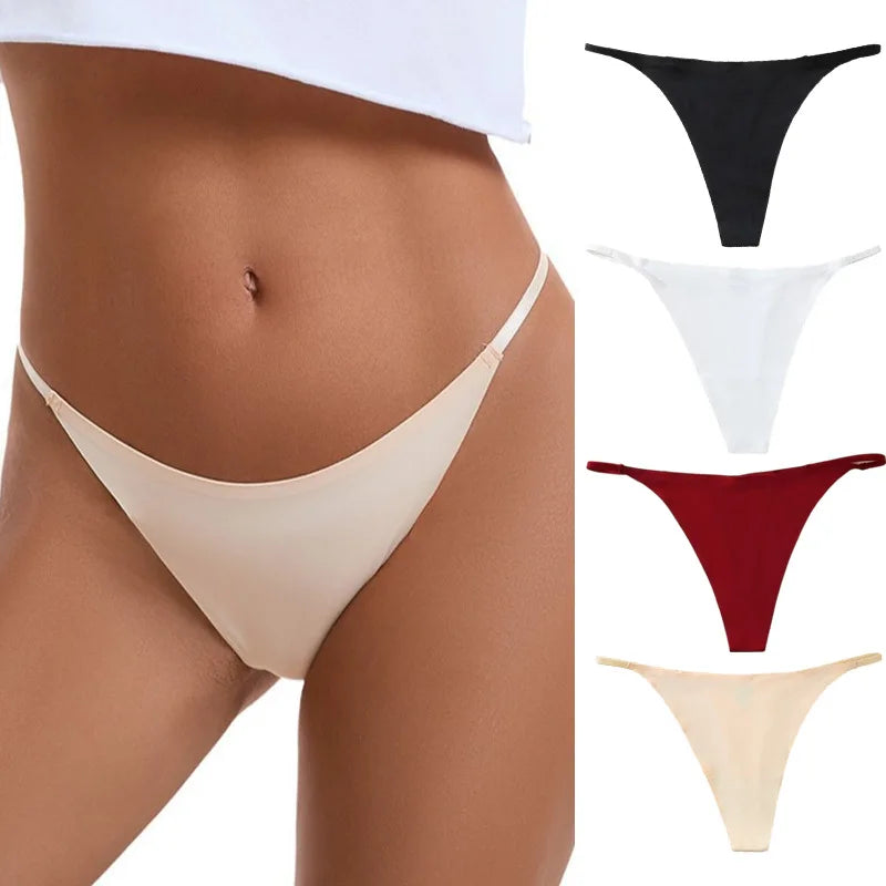 New Sexy Thin Ice Silk Women's Briefs Low Waist Invisible Yoga Fitn Sports Underwear Pure Color Ladies Thong Panties