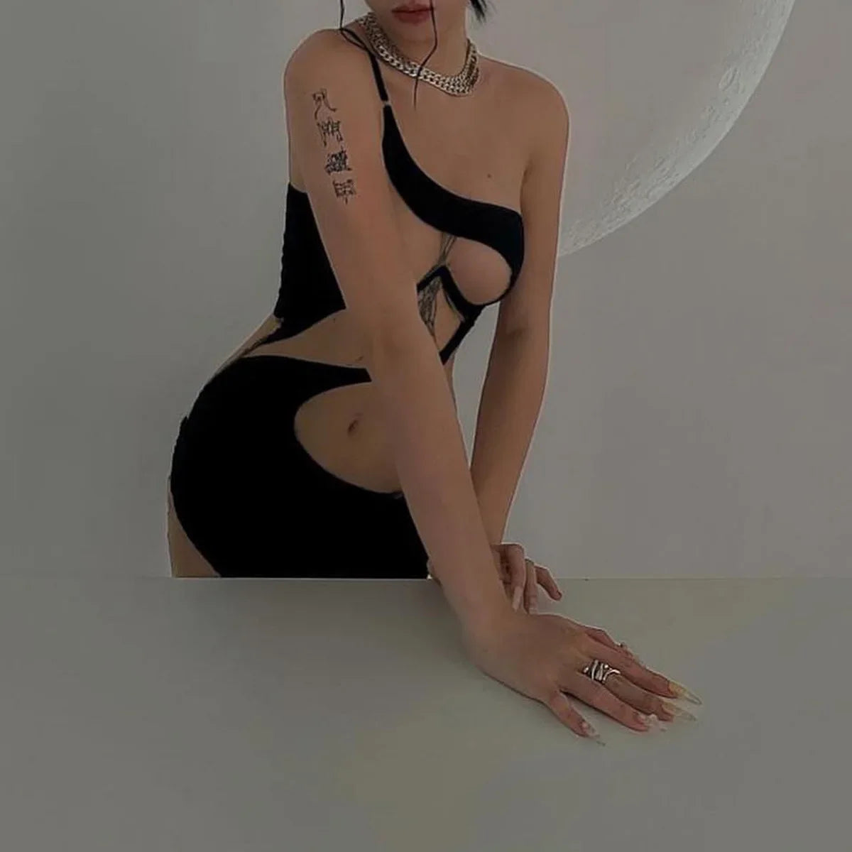 2025 Summer New Sexy Bag Hip Tank Mini Dress Fashion Slant Shoulder Pure Desire Mesh Temptation Dress Elegant 2025 New Tops VEP8