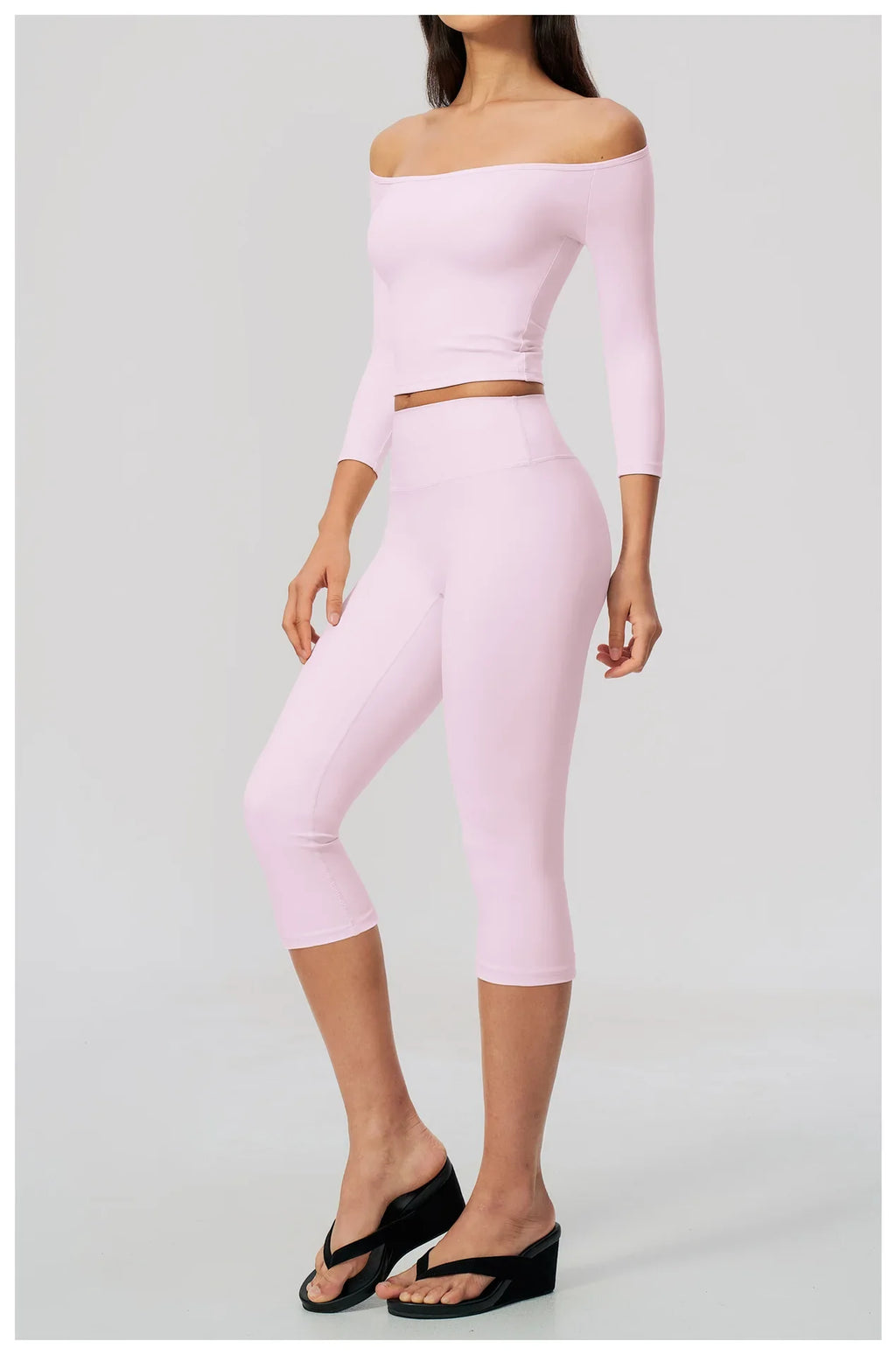 Fashion Mid Sleeve T-shirt Yoga Suits Tight Fitting Slim Sports Tops High Waist Peach Hip Mid Pants Gym Running Fitness Outfits