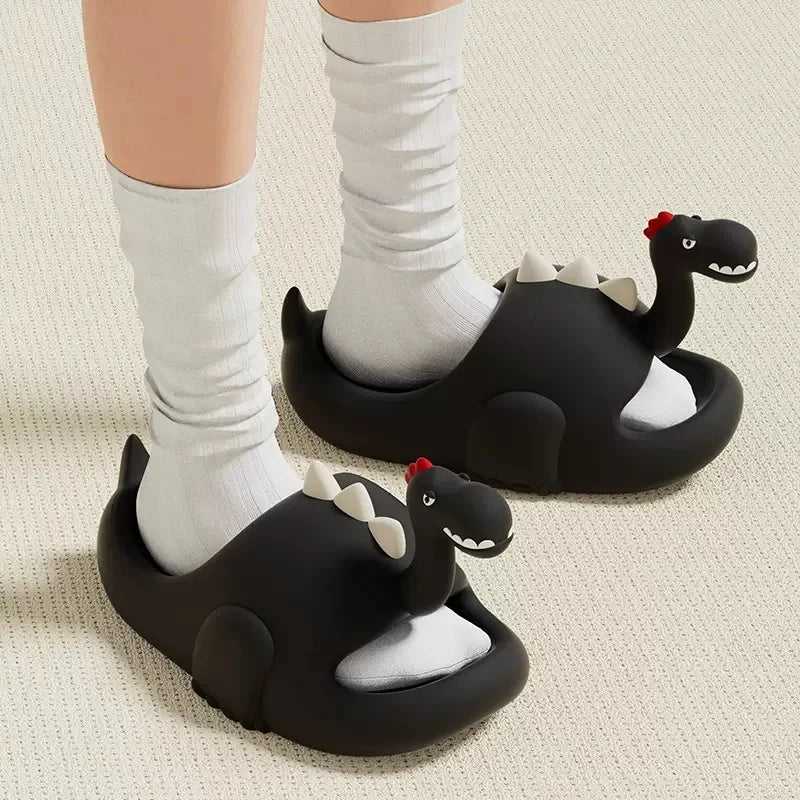 Women Dinosaur Slippers Summer Outdoor Indoor Shoes Soft Sole Non Slip Funny Slides Parent Children Home Floor Footwear