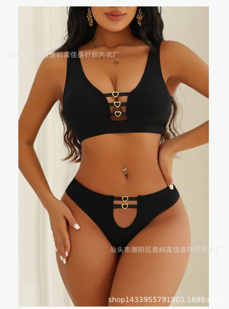 Sexy seamless underwear set push-up bra vest sports breathable push-up set