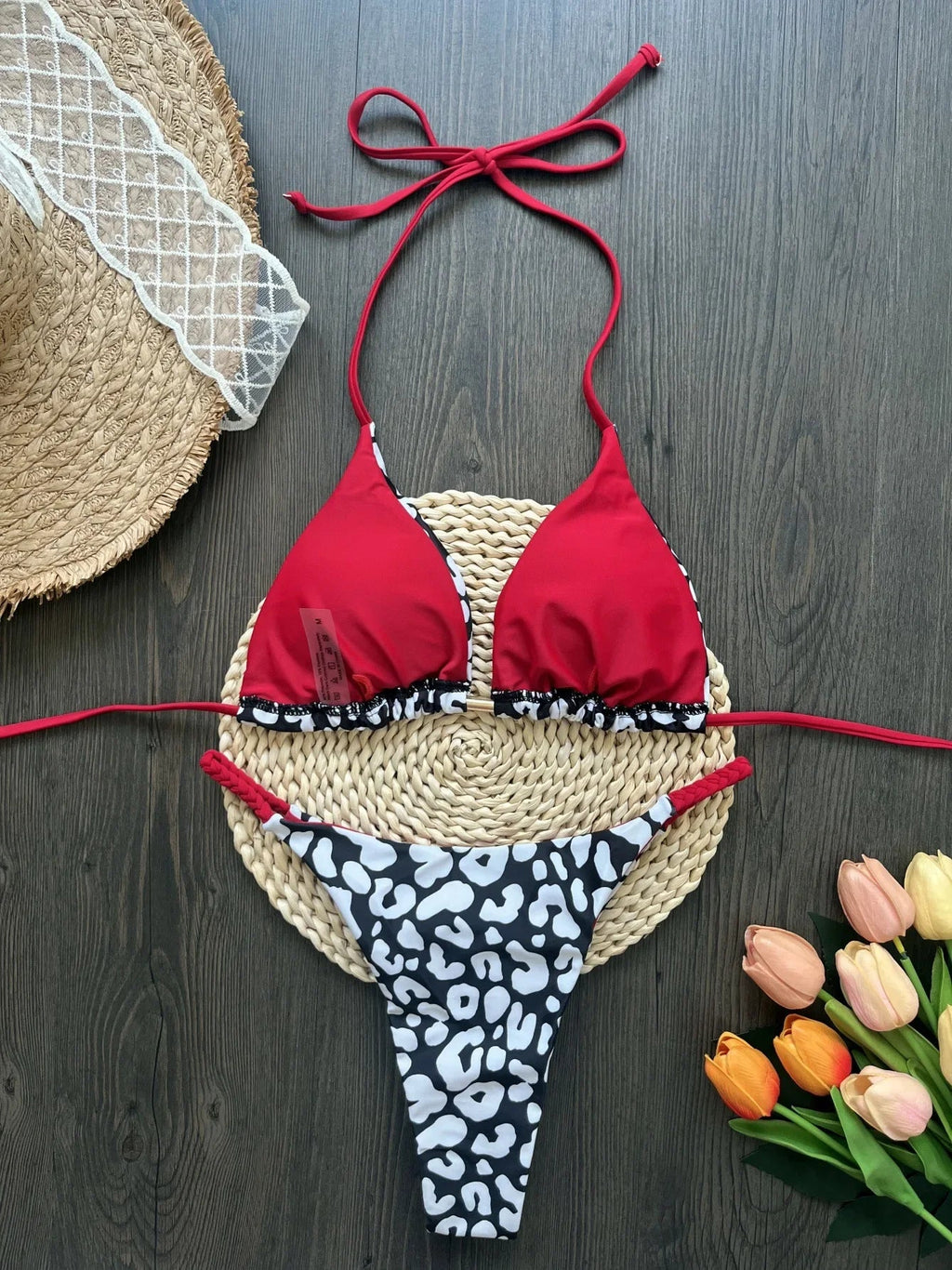 Leopard Halter Scrunch Butt Micro Thong Bikini Women Swimwear Female Swimsuit Two-pieces Bikini Set Bather Bathing Suit Swim