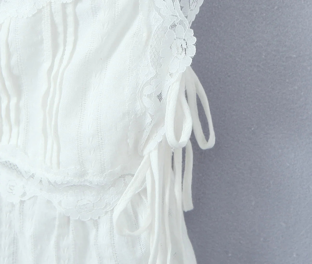 Foridol White Lace Tops for Women Summer Casual Side Tie Up Cotton Camis Top Buttons Casual Beach Vacation New Tops
