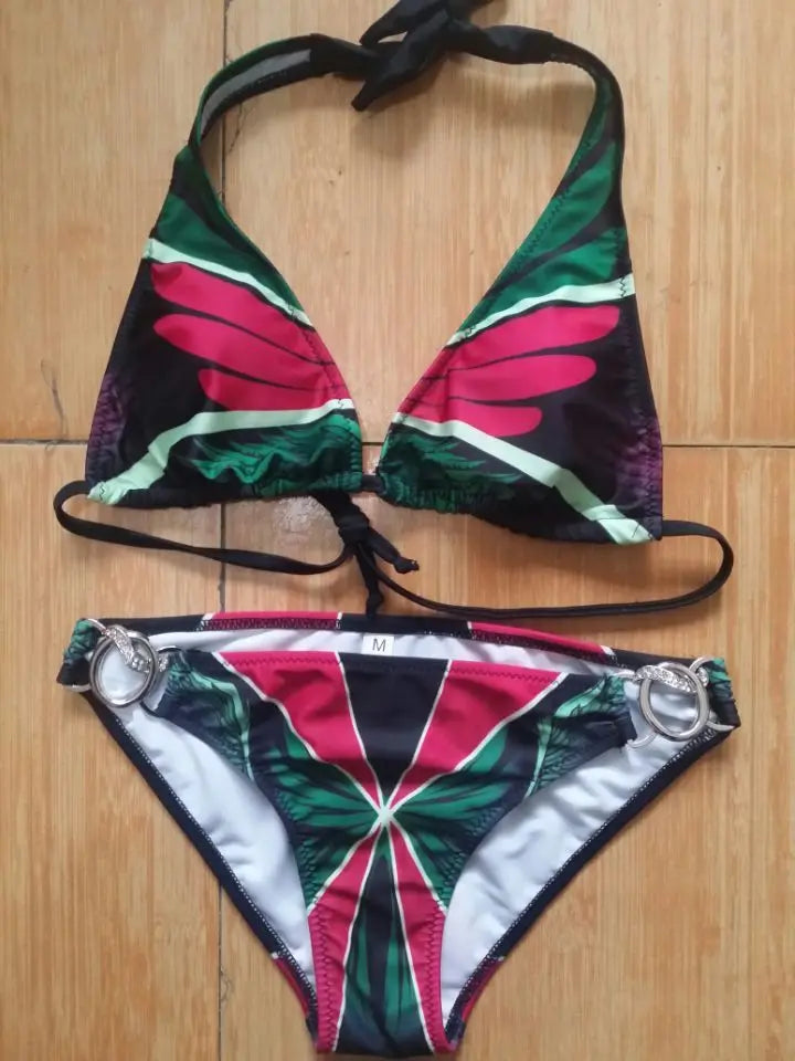 DEKA Print Bikini Set Women's Brazilian Angel Bandage Backless Swimsuit Push Up Swimwear Beachwear Female Bathing Suit Biqini