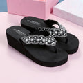 2025 Women Beach Flip Flops Summer Wedges Shoes Bling Rhinestone Soft EVA Girls Home Street Slippers Mid-heel Fashion Sandals