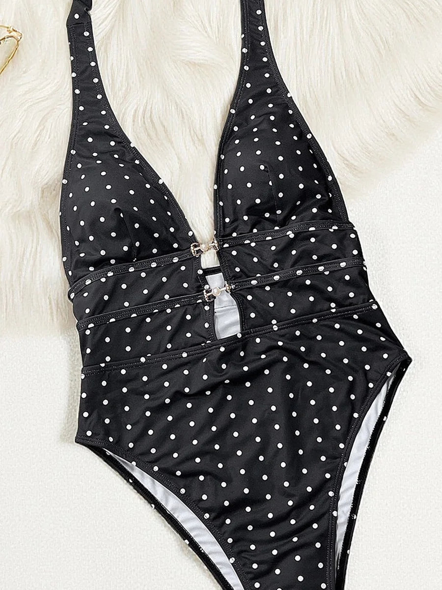 Tiger Printed Halter Deep V Neck One Piece Swimsuit Women Swimwear Female Backless Monokini High Cut Bathing Suit Swim Bodysuit