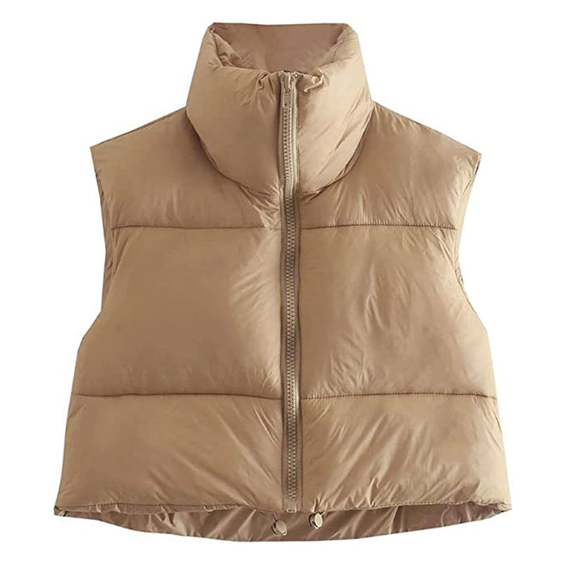 Women Winter Warm Crop Waistcoat Sleeveless Stand Collar Double Sided Lightweight Puffer Vest 2022 Streetwear