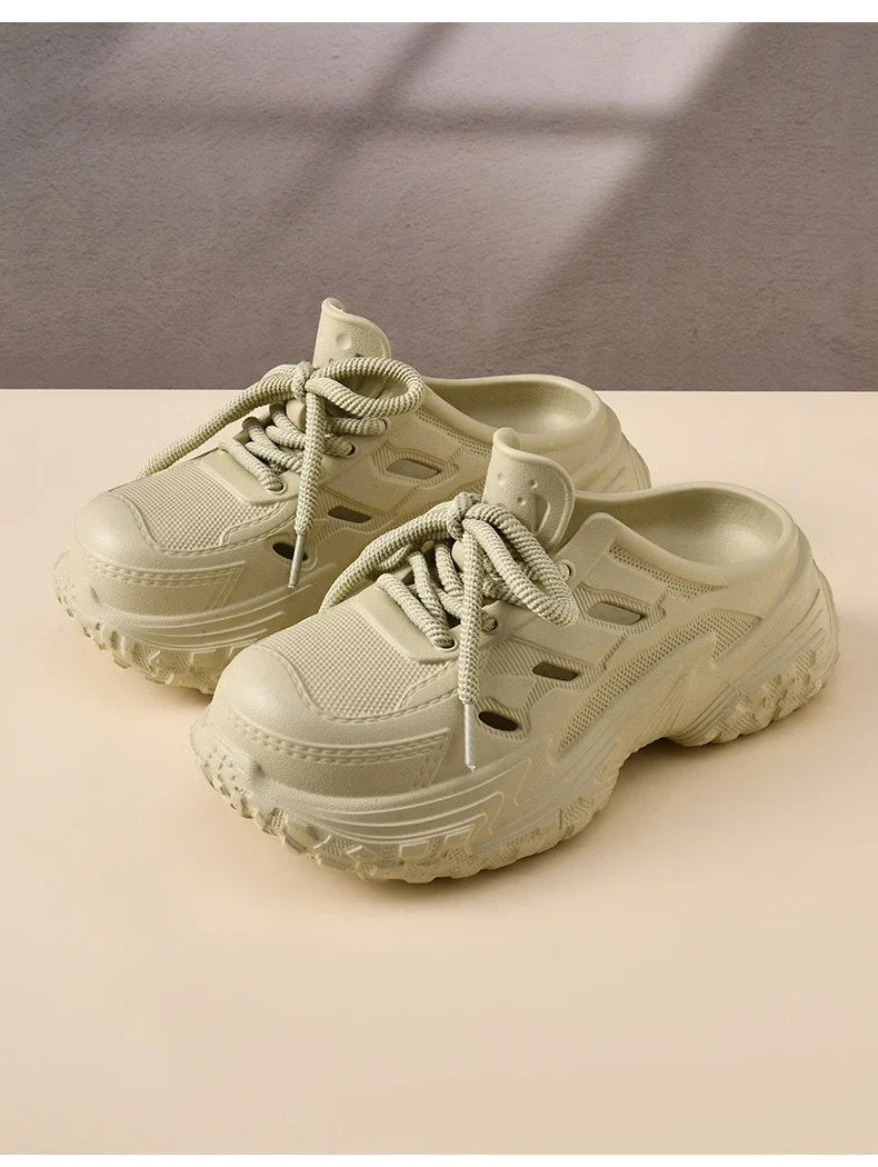 2026 New Leisure Platform Clogs For Women Men Summer Street House Shoes Soft EVA Lace-up Style Slippers Couples Beach Sandals
