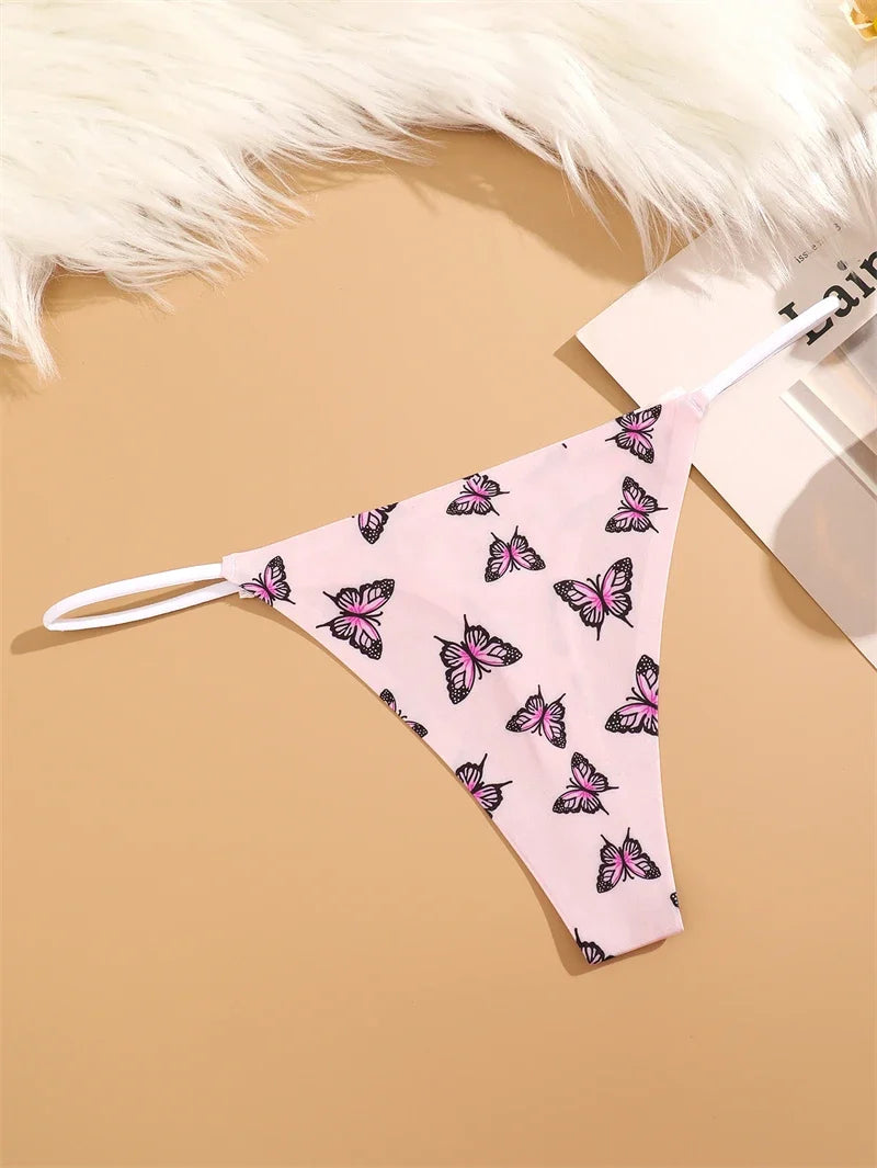 7PCS Women Seamless Leopard Butterfly Panties Sexy Ultra-thin Briefs Female Ice Silk No Trace Underwear Low Rise Soft Lingerie