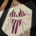 DEKA Tie-Up Bikini Set Bathing Suit Beachwear Women Sexy Swimsuits Halter Swimwear Padded Bra Thong Bottoms Female Bikin