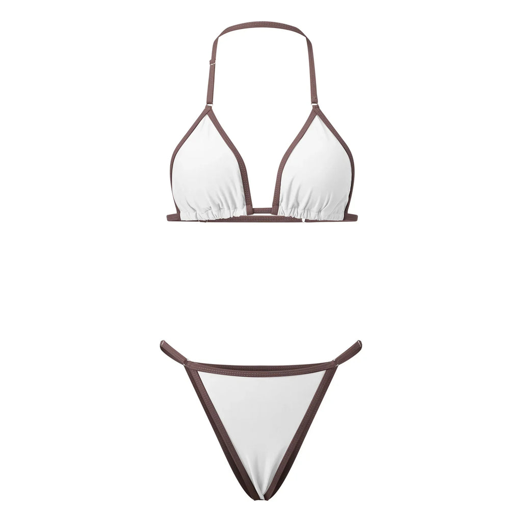 2026 New Women 2 Piece Bikini Set Halter Bra Tops and Thongs Swimsuits Casual Sexy Bathing Suits for Beach Pool