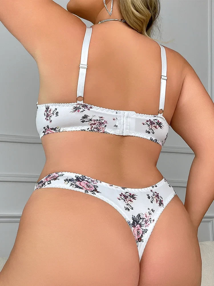 Plus size wireless bra Summer thin adjustable anti-sagging underwear set comfortable and sexy ultra-thin 4XL
