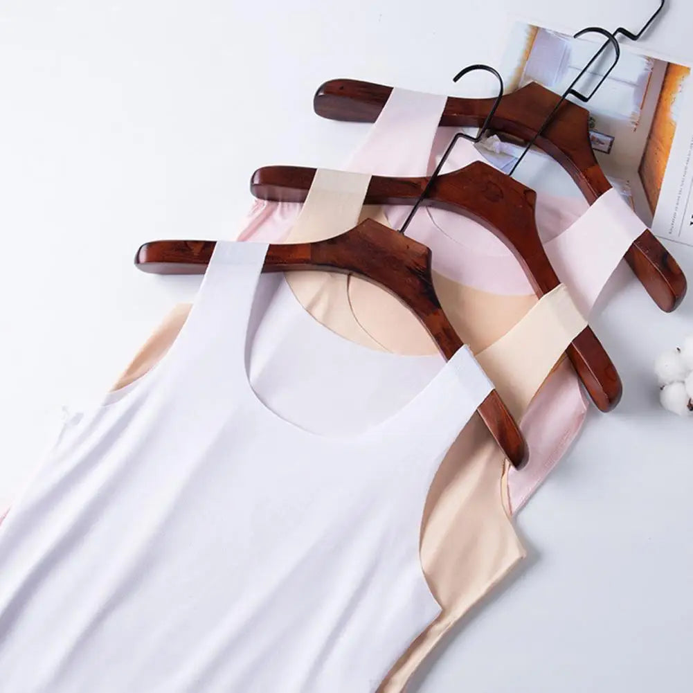 Women Bottoming Vest Sleeveless Ice Silk Seamless Stretchy Round Neck Dry Dry Cooling Camisole Summer Office Vacation Basic Top