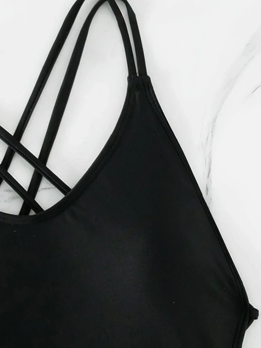 2025 Sexy Criss Cross Backless Female Swimwear One Piece Swimsuit Women Monokini High Leg Cut Bather Bathing Suit Swim Beachwear