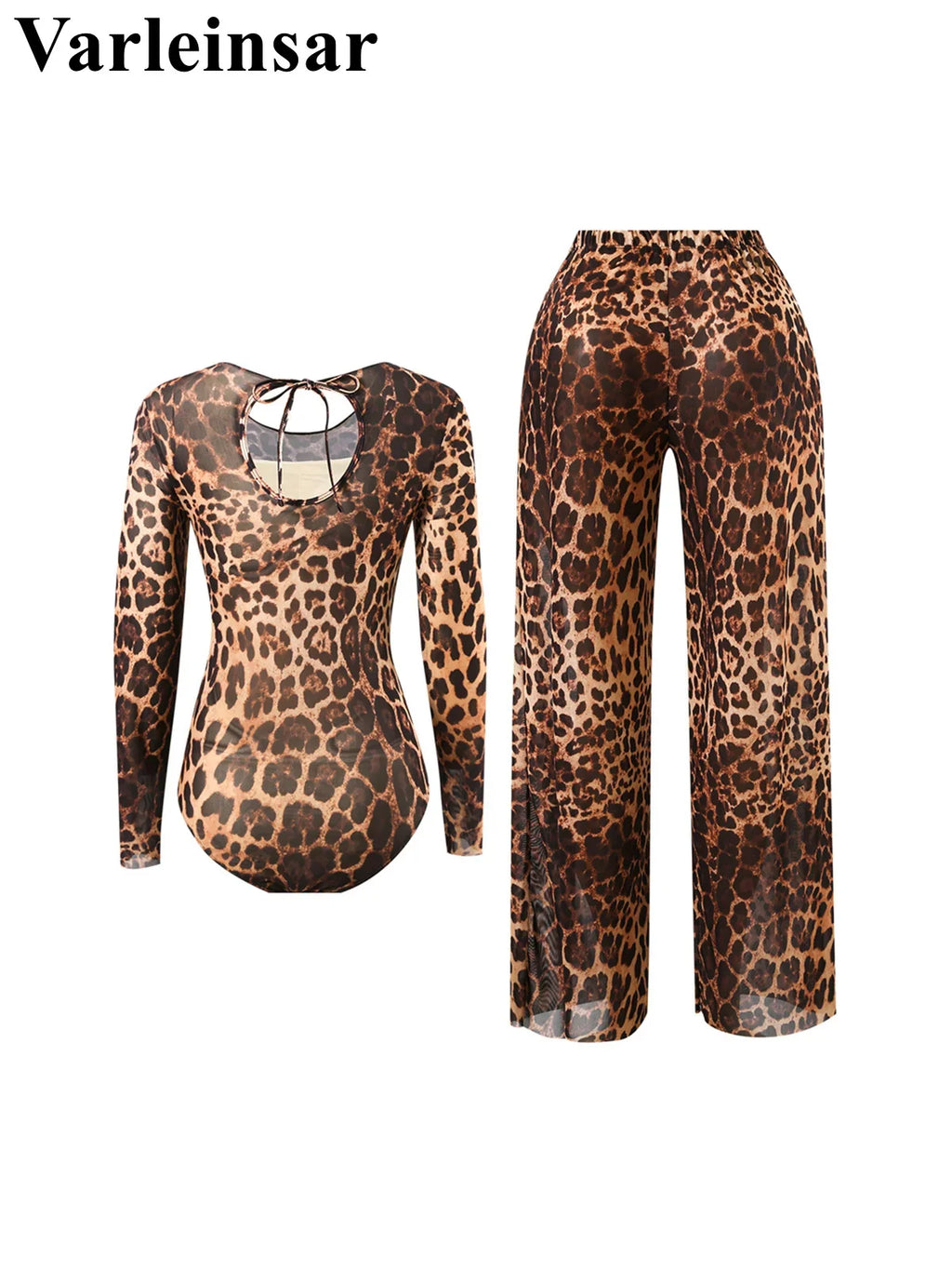 S - XXL 2026 With Pants Long Sleeve Leopard Women Swimwear One Piece Swimsuit Female High Leg Cut Bather Bathing Suit Swim V7349