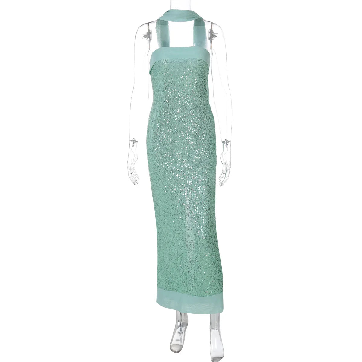 FDYOUI Luxury Bandage Sequins Evening Party Dresses for Women Sexy Strapless Off Shoulder Backless Split Slim Long Wedding Dress