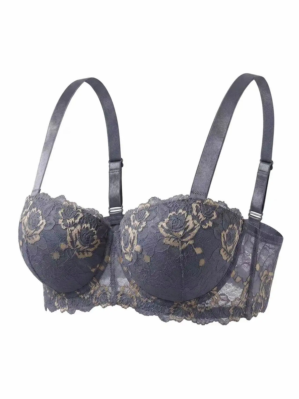 Floral Plus Size Women Bra Lace & Embroidery Push up Bra Comfort Thin Cup Underwire Support Lingerie Bra