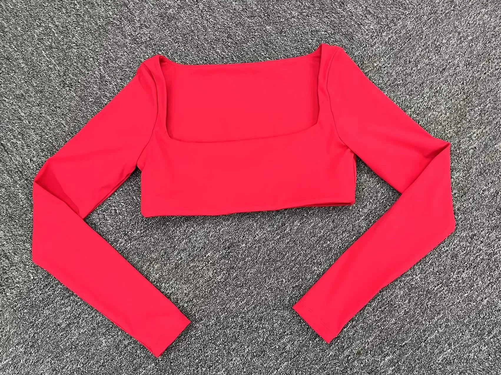 Women Crop Tops Yoga T-shirts Solid Sports Top Long Sleeve Running Shirts Quick Dry Fitness Gym Sport Gymwear