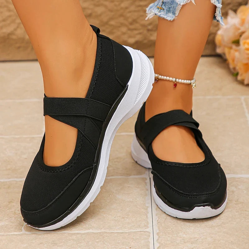 Spring Summer Breathable Flats Women Plus Size 43 Slip On Platform Sneakers Woman Comfortable Soft Non Slip Casual Shoes Female
