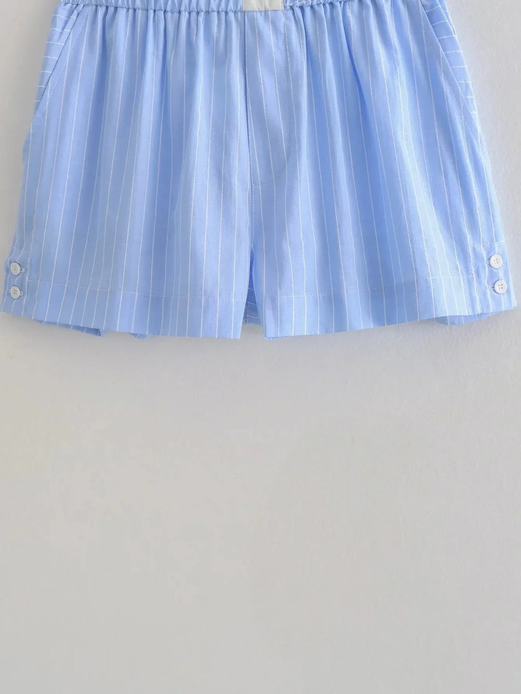 Foridol Stripes Crop Top+shirt 2 Pcs Outfits Women Casual Summer Autumn Casual Set Blue Matching Set Shorts Set Female Suit