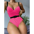 2026 New One Piece Swimsuit Swimwear Women Sexy Push Up Solid Bathing Suit Beachwear with Removable Belt Costumi Da Bagno Donna