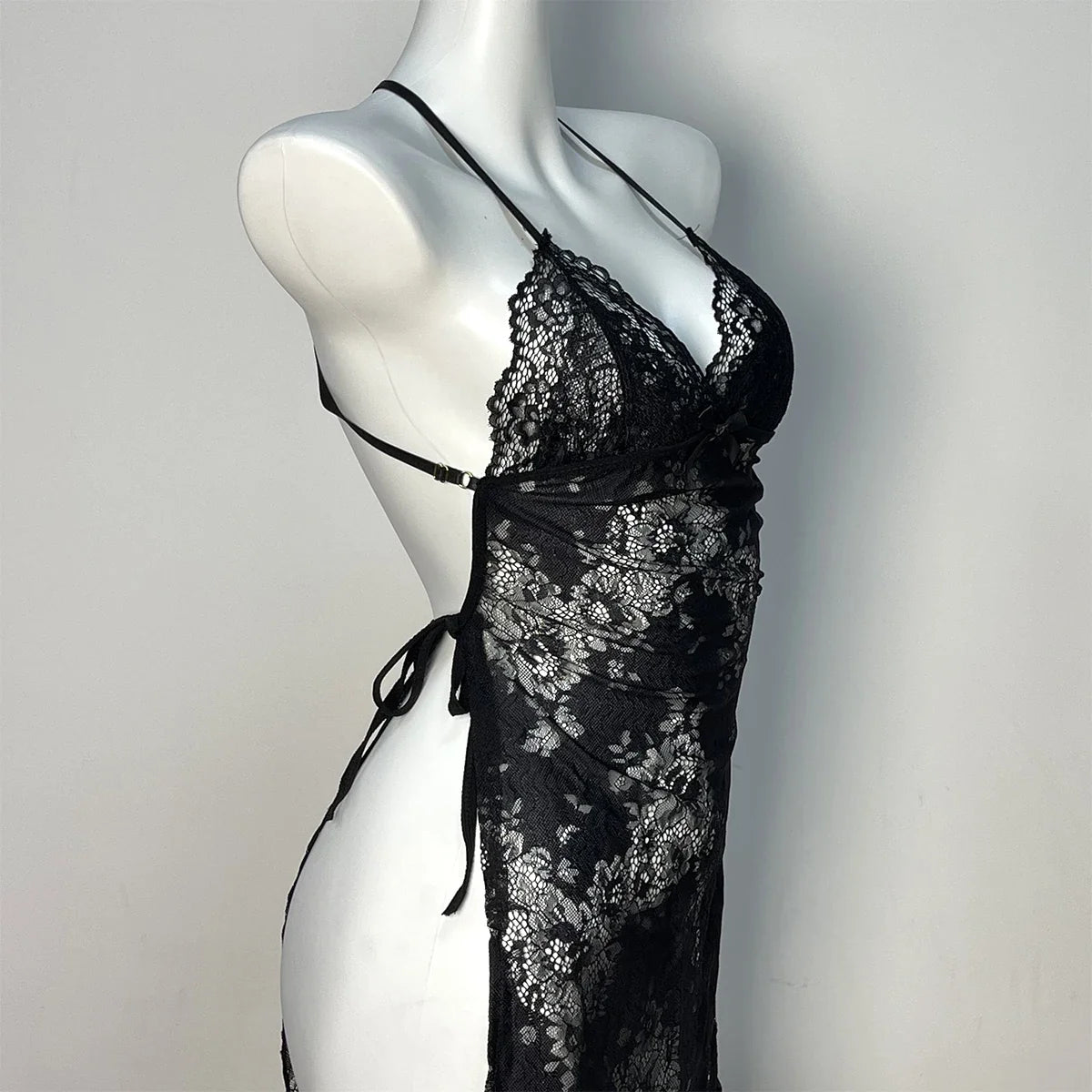 Women Lingerie Lace Underwear Transparent Erotic Costumes Red Split Sexy Dress For Sex Lady Sleepwear Plus Size Nightdress