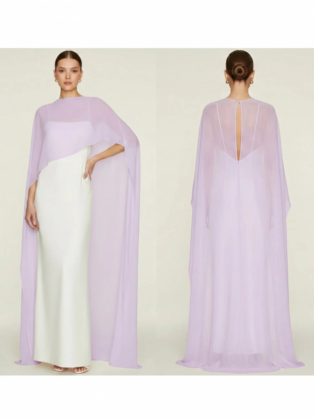 Women's Sheer Chiffon Cape Bat Sleeve Floor Length Shawl Elegant Cover Up Tops Party Evening Cape Blouse f