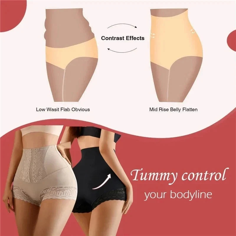 High Waist Lace Flat Belly Shorts For Women Slimming Panties Shapewear Tummy Control Underwear Female Hip Lifting Pants