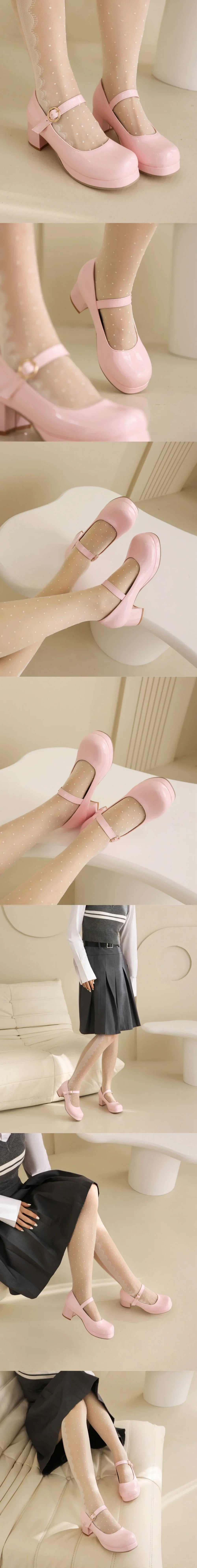 Plus Size 30-48 Mary Jane Shoes Women Sweet Lolita Round Toe Adjustable Buckle Strap Platform Thick Sole 5cm Block Heel Shoes